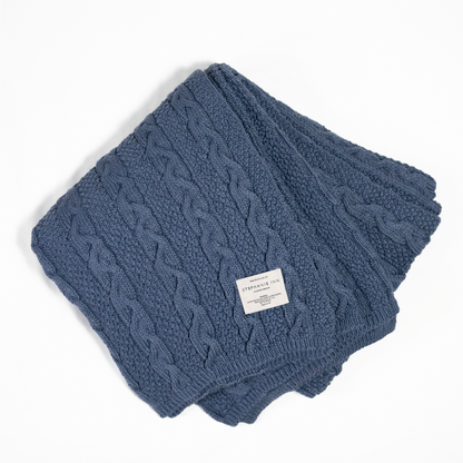 Navy Cable Knit Blanket - In2Green